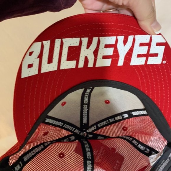 Ohio State Buckeyes Flat Brim Mesh Trucker Snap Back Hat New - Picture 6 of 8
